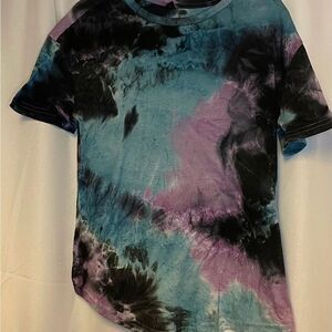 SHEIN‎ Tie-Dye Short Sleeve Tee - Blue and Purple